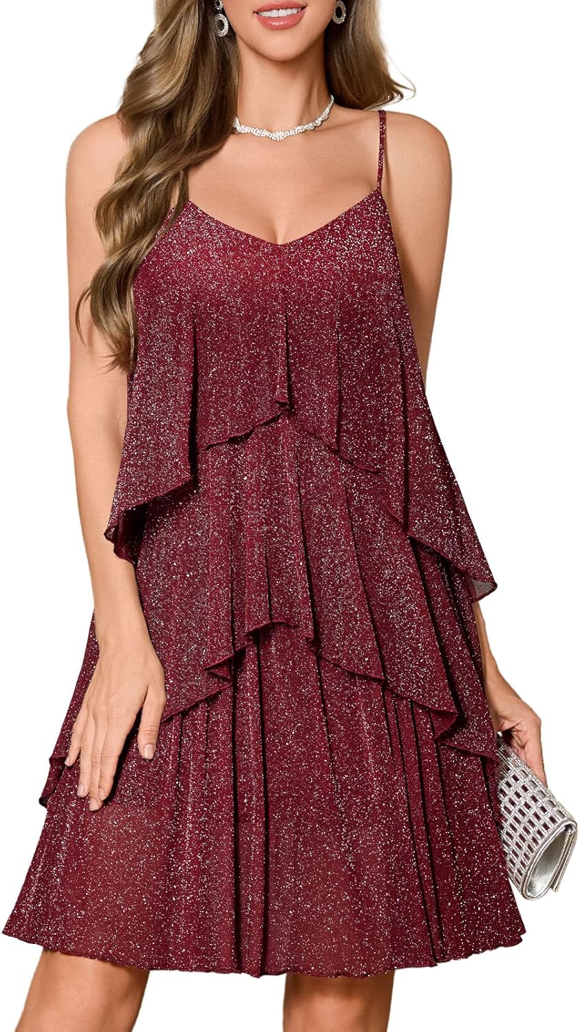 DRESSTELLS Women's Cocktail Ruffle Tiered Mini Dress Review