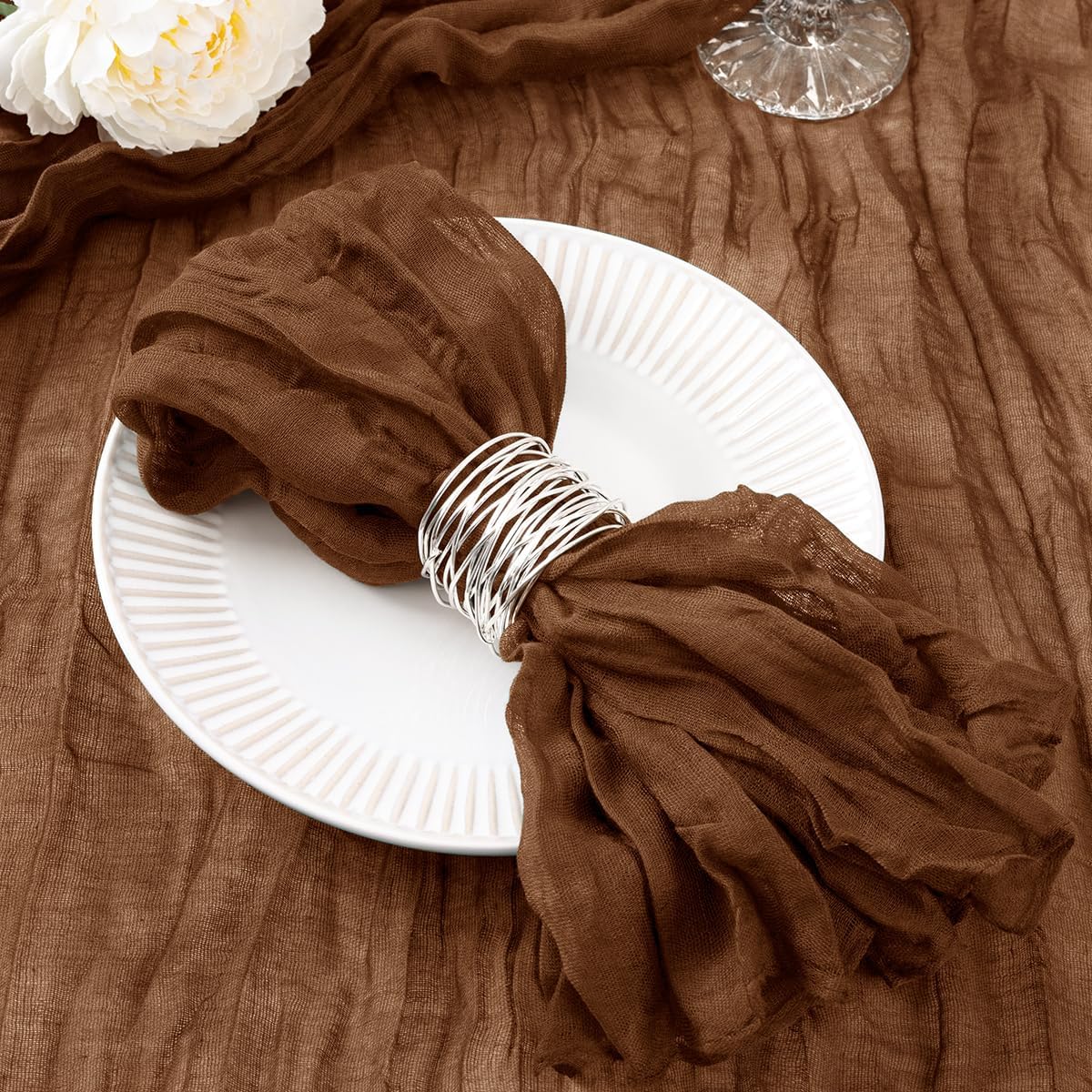 50 Pack Brown Cheesecloth Napkins for Fall Thanksgiving Events