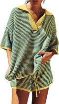 Tankaneo Womens Sweater Set 2 Piece Oversized V Neck Lounge Set - Cozy