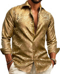 Mens Western Silk Paisley Button Down Shirt - Dress & Party