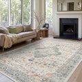 8x10 Washable Area Rug for Living Room, Vintage Neutral Boho