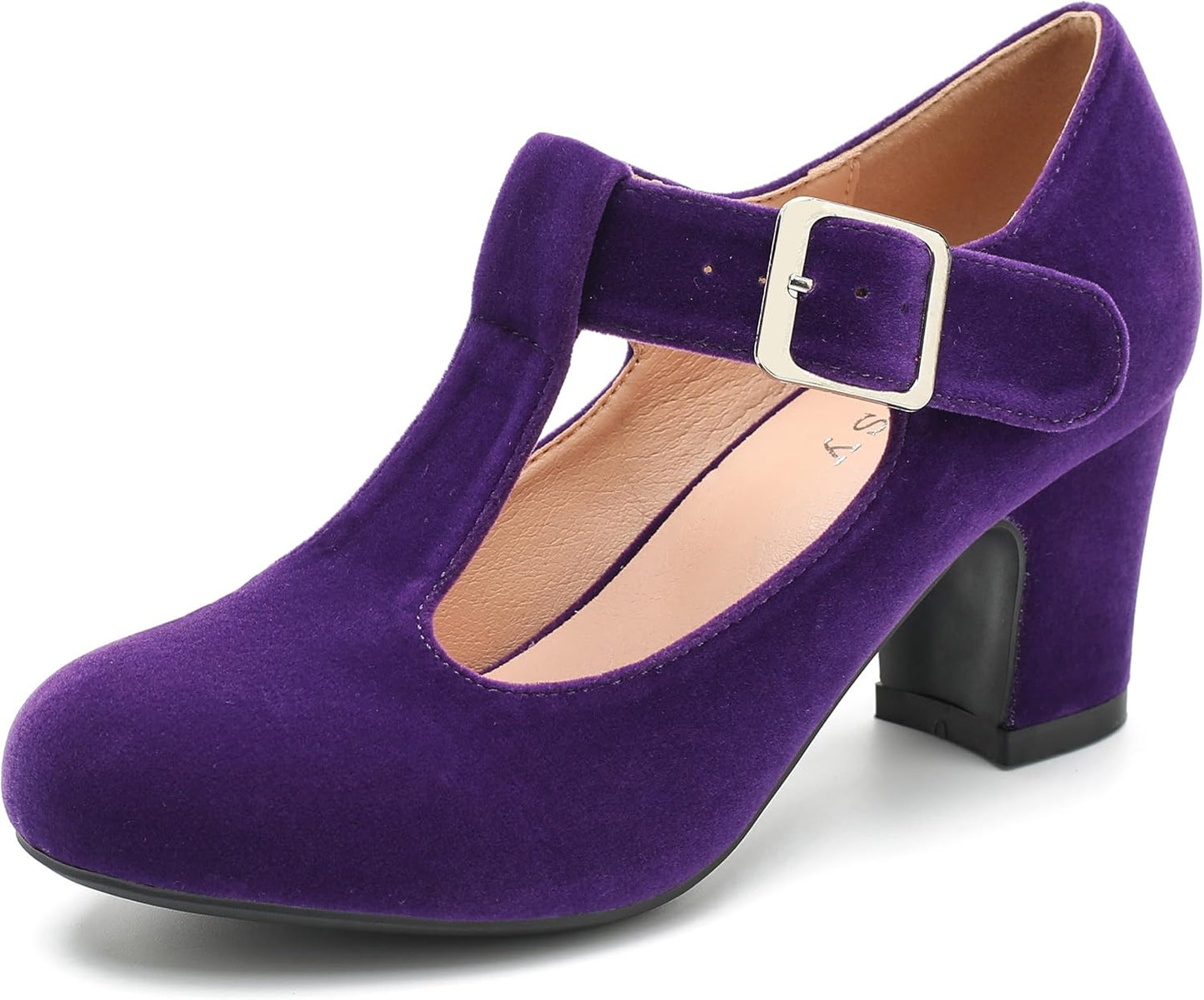 Stylish Women's T-Strap Mary Jane Pumps with Low Block Heels