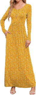 DEARCASE Women's Maxi Dress Long Sleeve Crewneck - Comfortable US