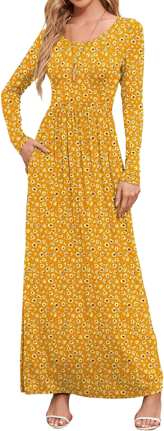 DEARCASE Women's Maxi Dress with Pockets for Casual Wear