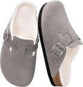 Women's Fuzzy Suede Clogs Leather Mules Fur Lined Non Slip - Cozy Arch