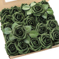 Floroom Artificial Emerald Green Foam Roses 50pcs - DIY Wedding Decor