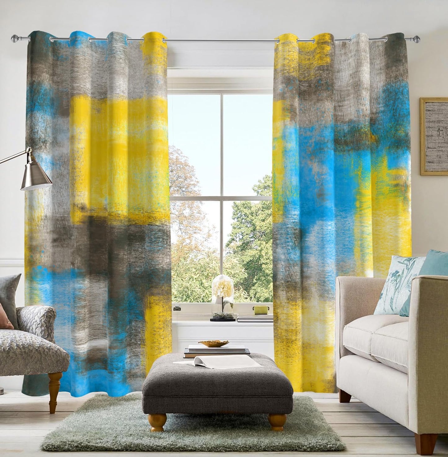 Abstract Rust Curtains for Modern Living Room and Bedroom