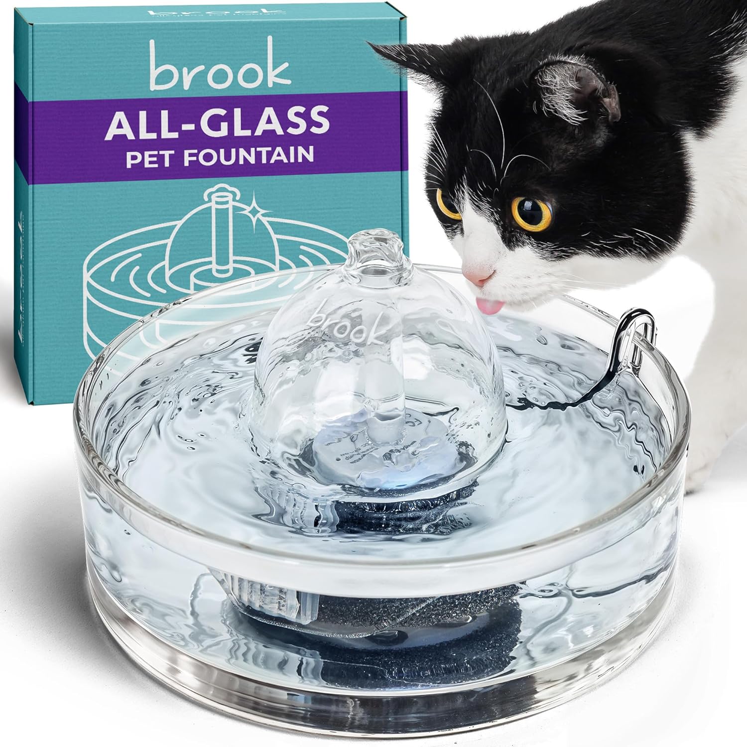 Brook Glass Pet Fountain for Cats and Small Dogs - 90oz