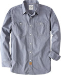 Chambray Shirt for Men Long Sleeve Cotton Work Shirt - Blue Casual