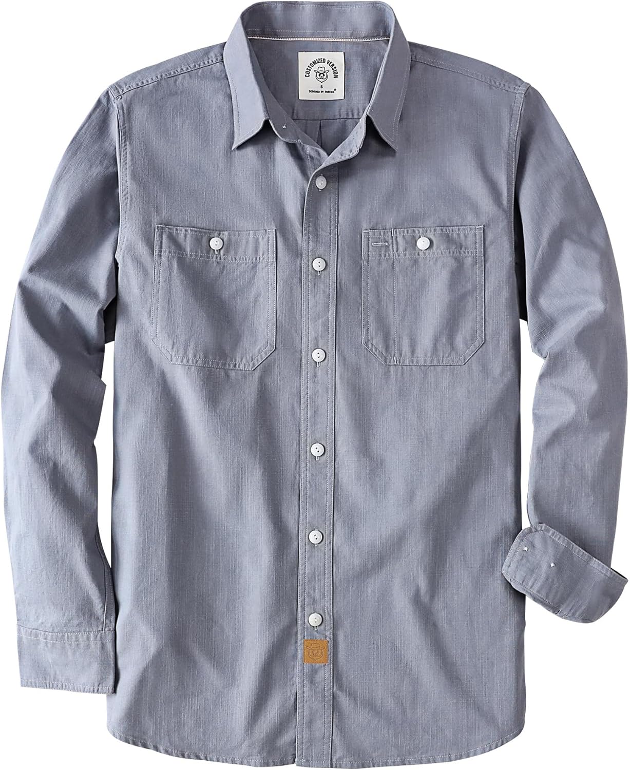 Dubinik Chambray Shirt Men Long Sleeve Cotton Work Shirts