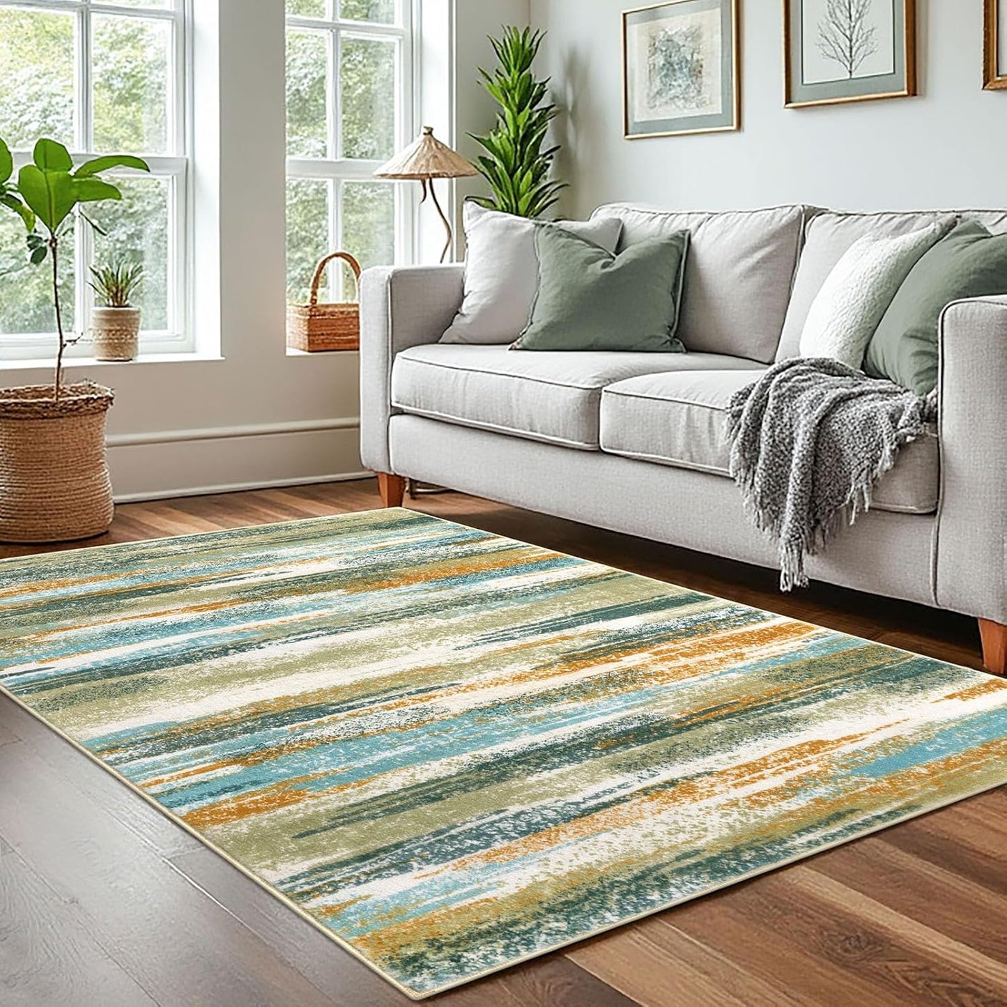 Modern Abstract 4x6 Living Room Washable Rug for Any Space