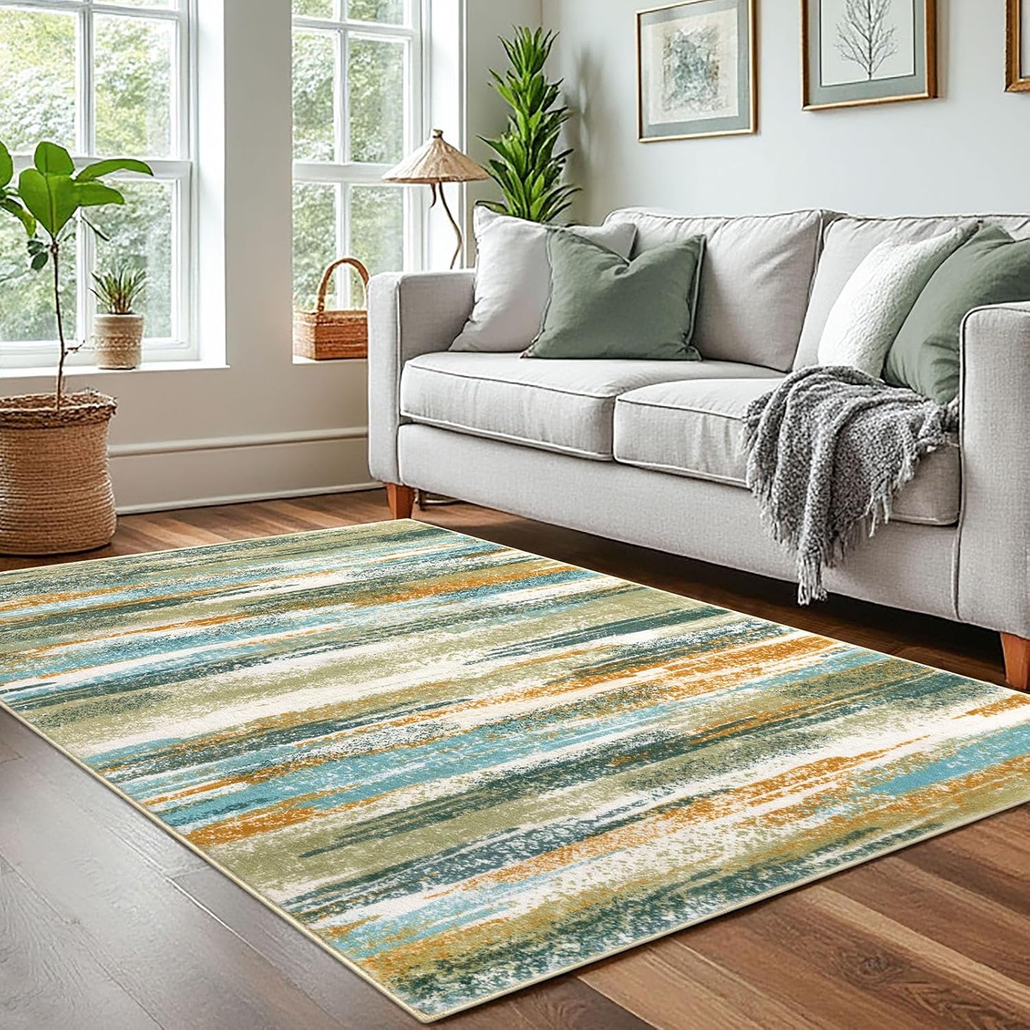 Modern Abstract 4x6 Living Room Washable Rug for Any Space