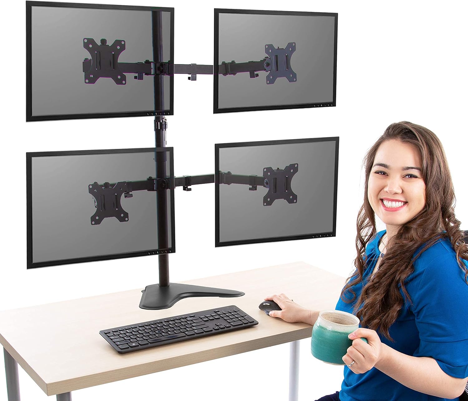 Stand Steady 4-Monitor Mount for Ergonomic Workspace Setup