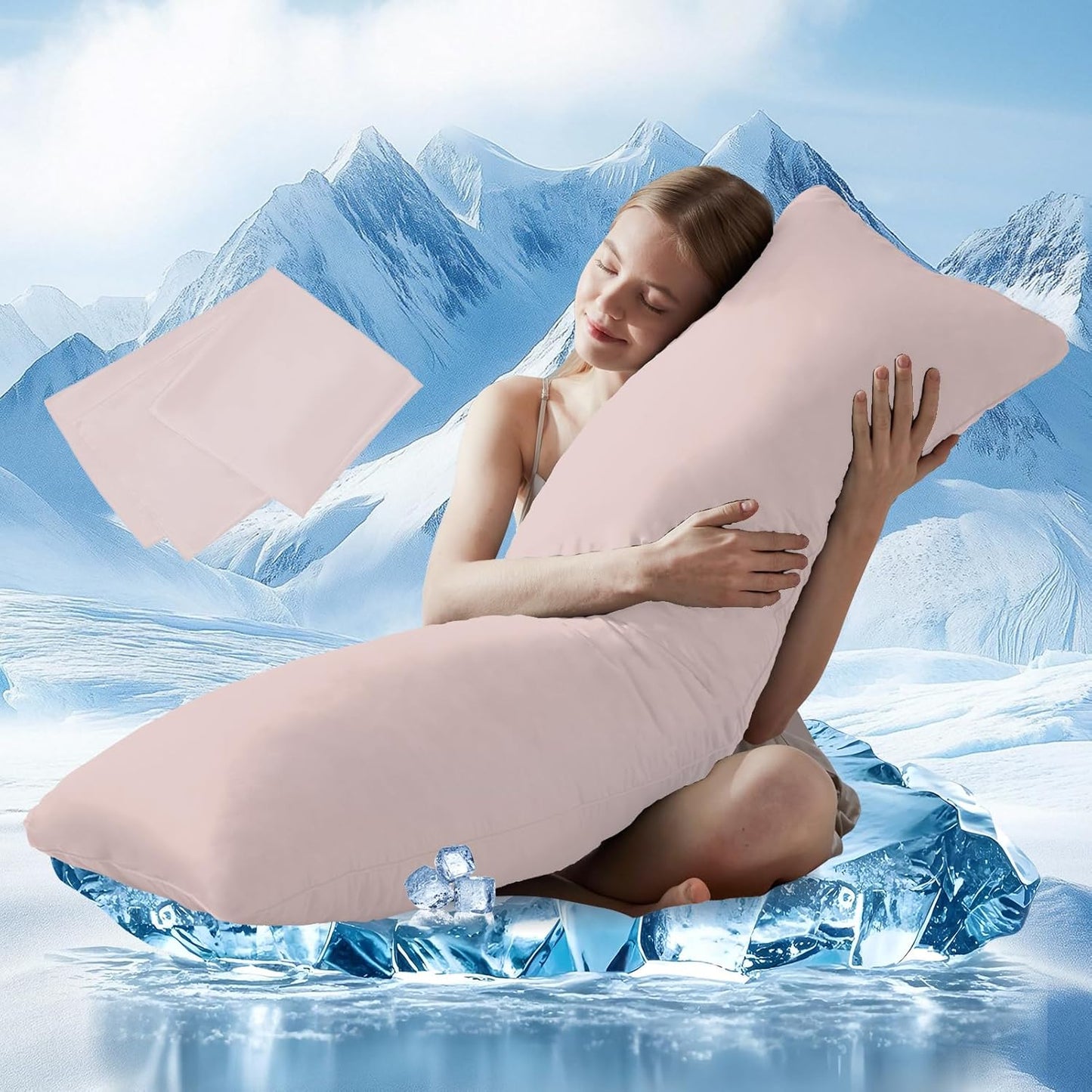 DOWNCOOL Large Body Pillow Insert with Cooling Cover for Comfort