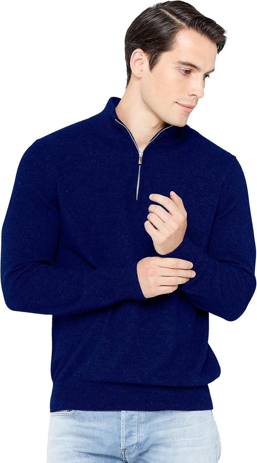 Luxurious Men's Half Zip Mock Neck Cashmere Sweater for All