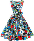 Boatneck Sleeveless Swing Vintage 1950s Cocktail Dress (Style 7DVY)