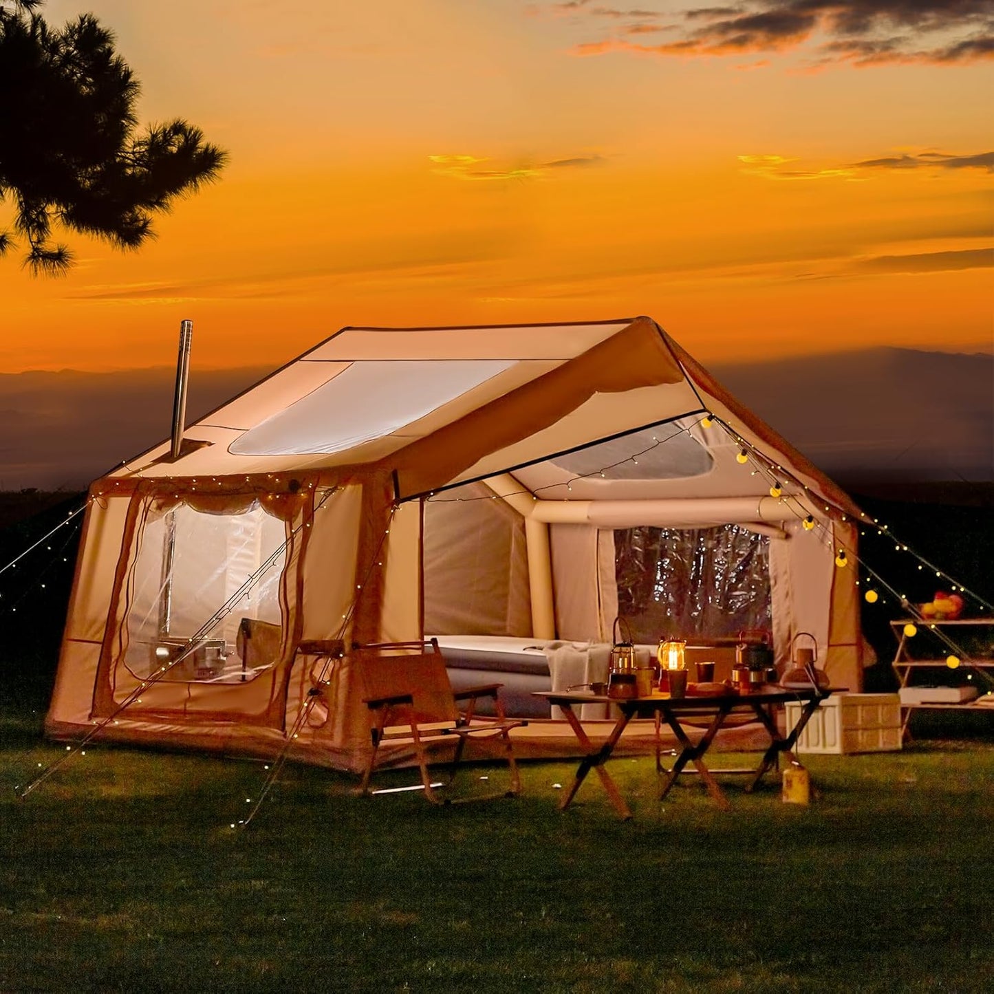 YOLENY Inflatable Camping Tent for 4 to 12 People with Skylight