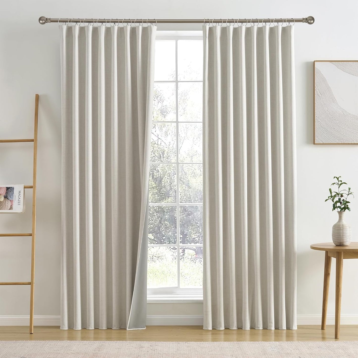 RAIN CITY Linen Blackout Curtains for Modern Home Decor