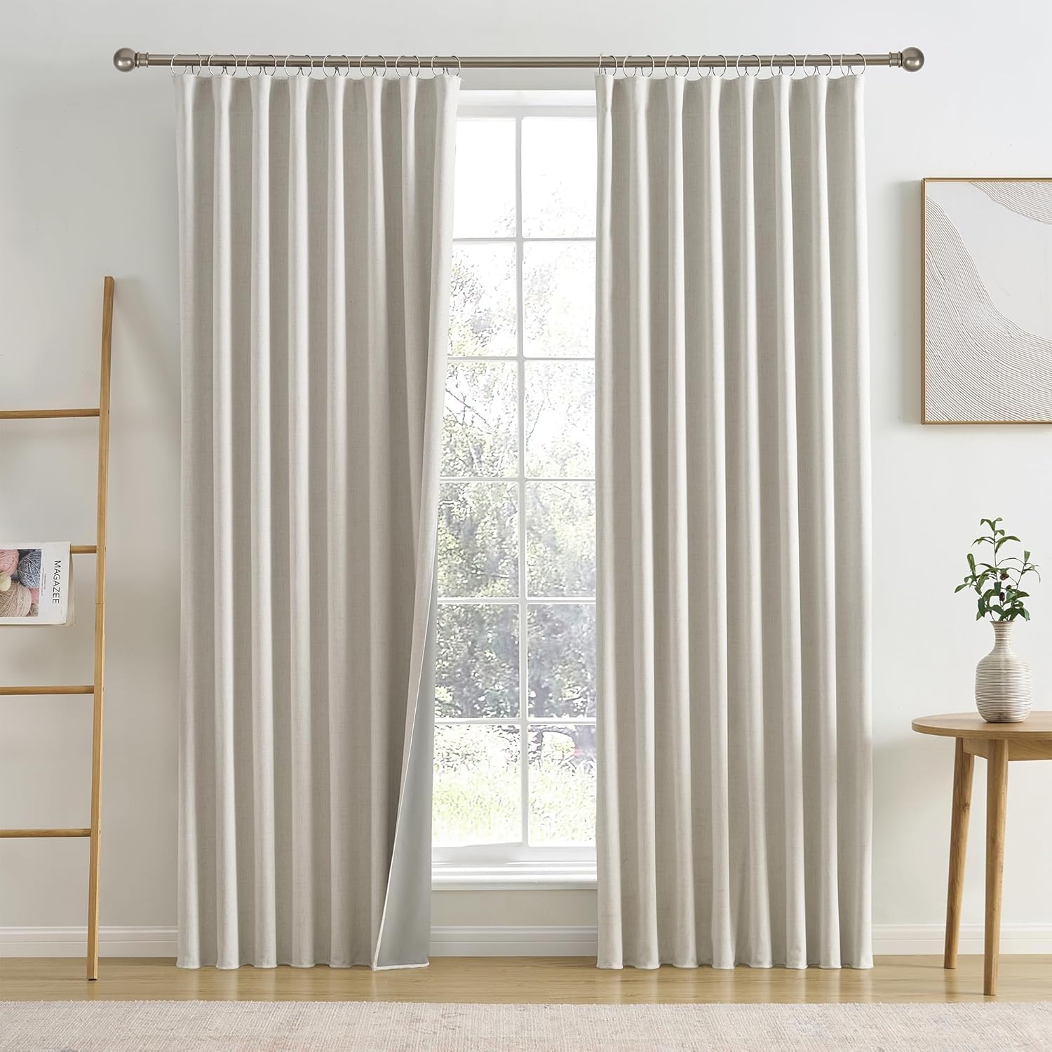RAIN CITY Linen Blackout Curtains for Modern Home Decor