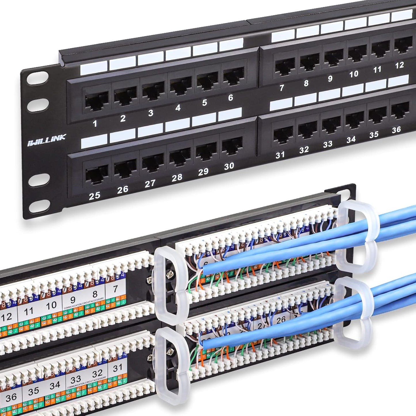 Iwillink 48-Port Cat6 Patch Panel for Gigabit Ethernet Setup