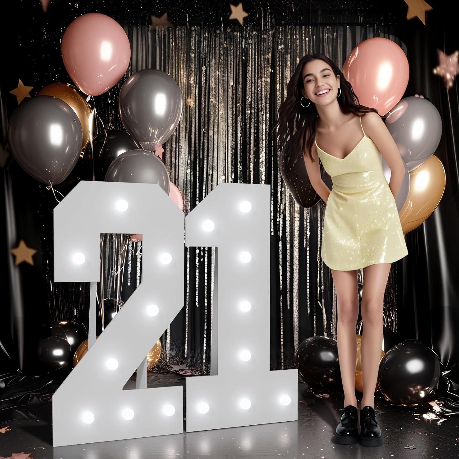 Large 21st Birthday Decorations with Light Up Marquee Numbers