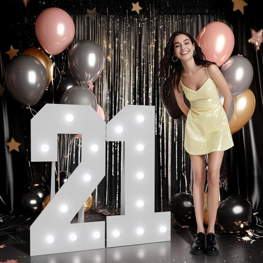 Large 21st Birthday Decorations with Light Up Marquee Numbers