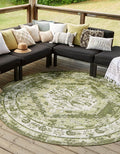 Outdoor Traditional Area Rug - Valeria 4 ft 1 in Round Green - Durable