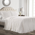 Ruffle Skirt Bedspread Set Queen - Luxurious Farmhouse Ruffled Bedding