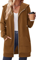 Zeagoo Women's Long Zip Up Hoodie Tunic - Oversized Fleece Jacket