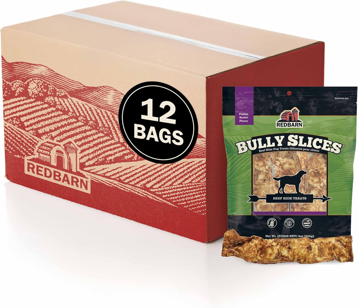 Bully Slices Beef Hide Dog Treats with Peanut Butter Flavor