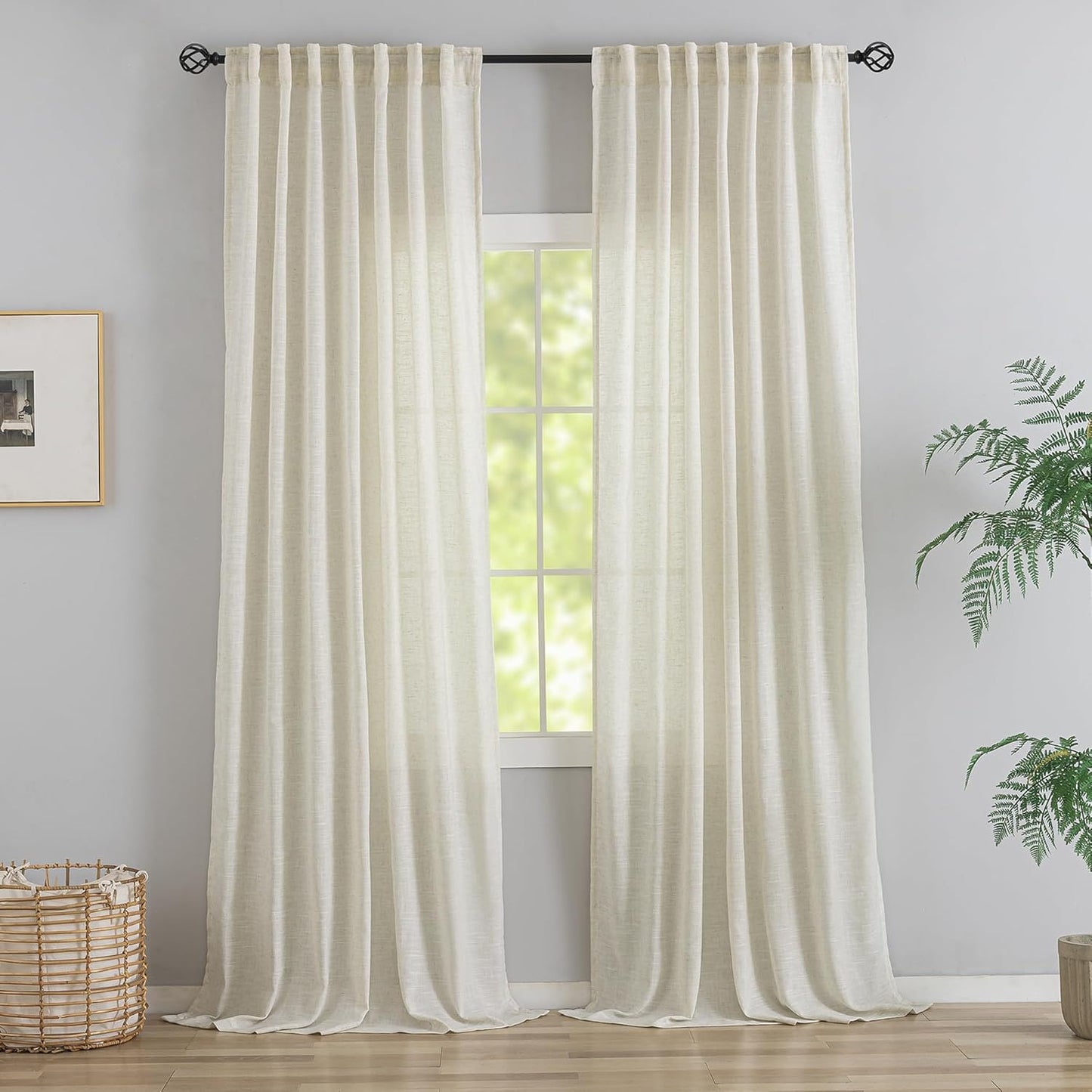 Natural Linen 144 Inch Length Curtains for Elegant Living Spaces