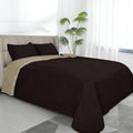 King Size Reversible Damask Quilt Set - Chocolate/Beige King