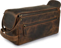 LEATHER VILLAGE Premium Leather Travel Toiletry Bag - Compact Dopp Kit