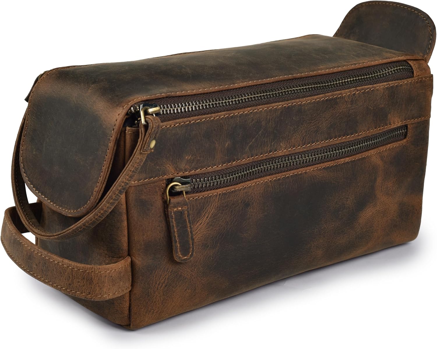 Premium Leather Travel Toiletry Bag - Unisex Dopp Kit Essentials