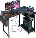 L Shaped Gaming Desk 40 in - Compact Corner Desk with Power