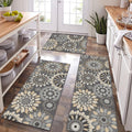 Boho Kitchen Rug Mat Sets 3 Piece Runner Set - Farmhouse Style