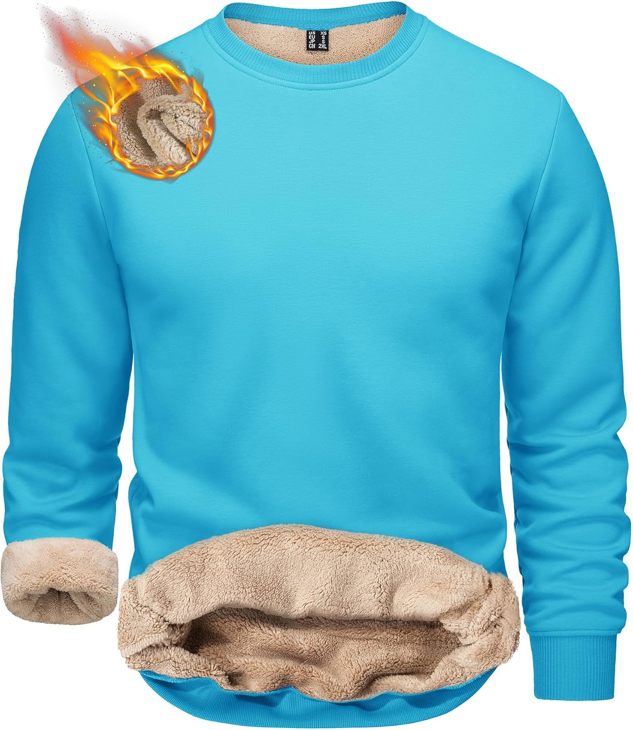 TACVASEN Men's Crewneck Sweatshirt Warm Sherpa Lined Fleece