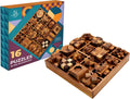 BSIRI 16 in 1 Brain Teaser Games Wooden Puzzle Box Set - Engaging Mind