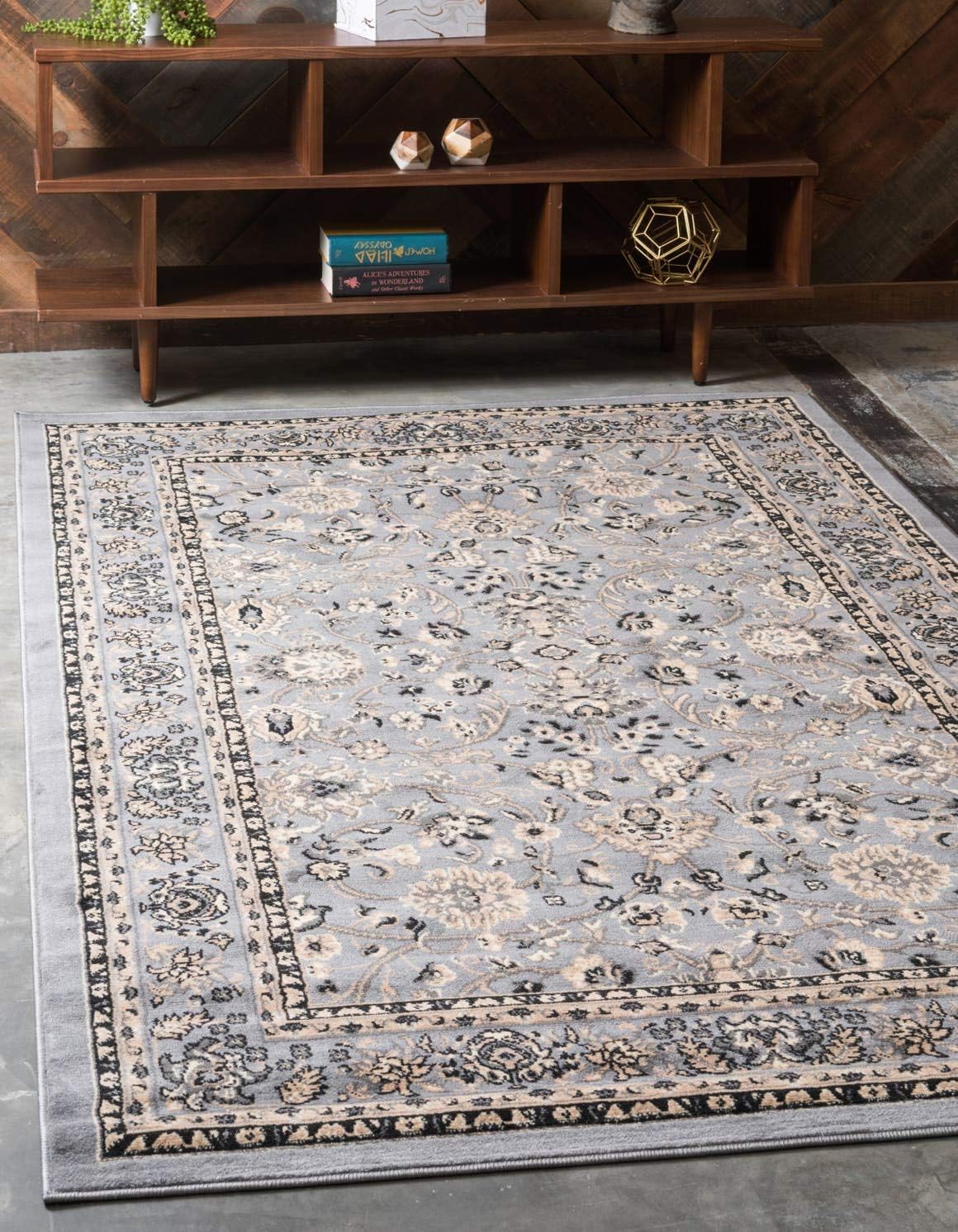 Unique Loom Sialk Hill Collection Area Rug - Stylish Gray/Black