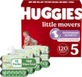 Huggies Little Movers Diapers & Wipes Bundle - Size 5, 120ct + 768