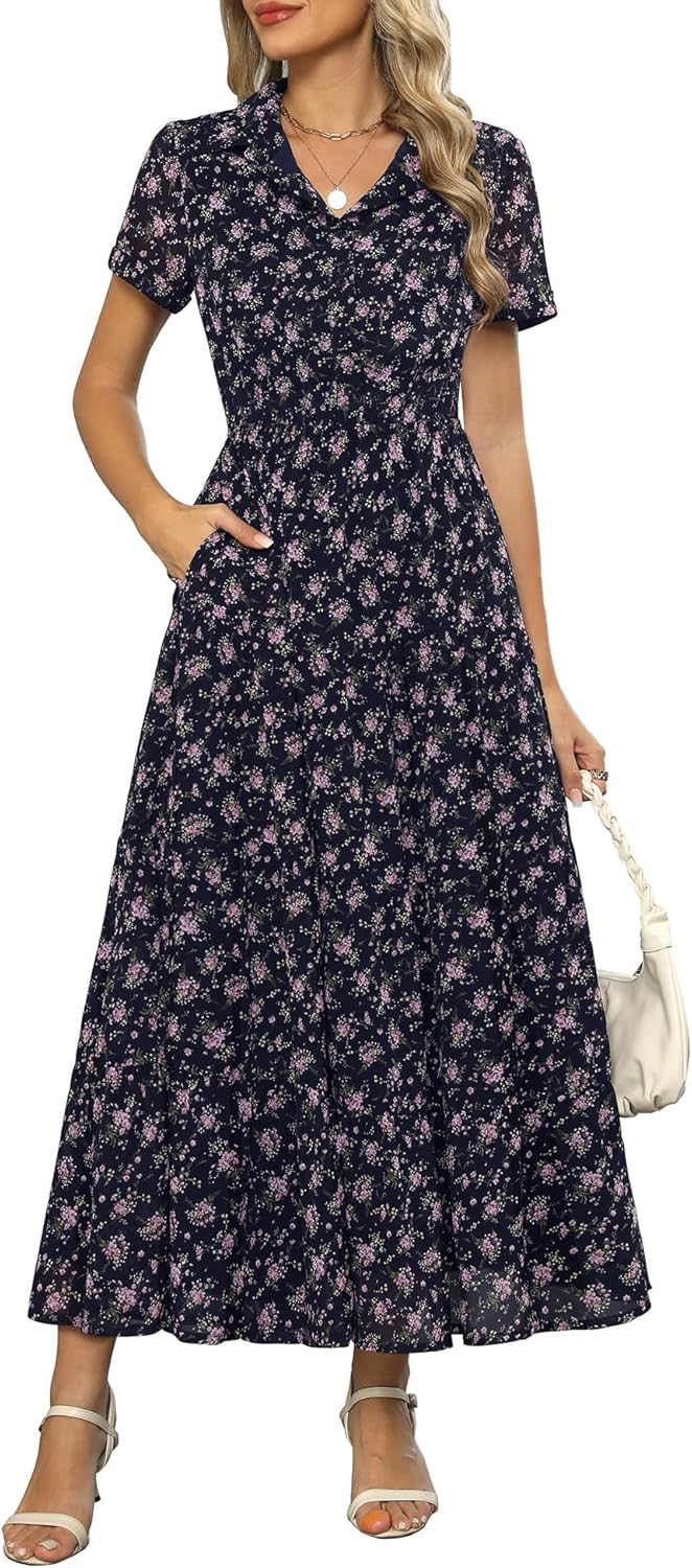Kranda Women 2025 Summer Floral Maxi Dress with Pockets