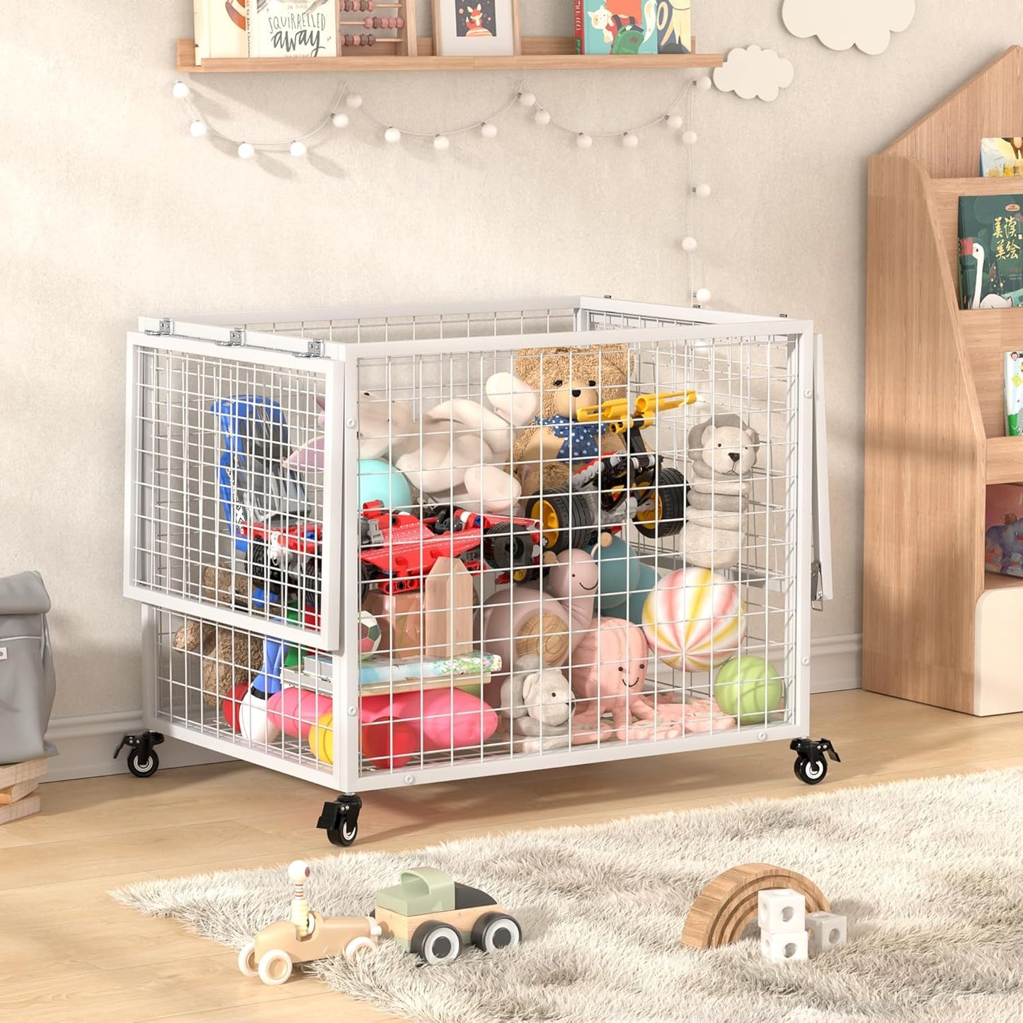 Basketball Organizer with Lockable Lid for Sports Equipment Storage