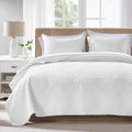 King Size Quilt Bedding Set White Lightweight Bedspread - Summer