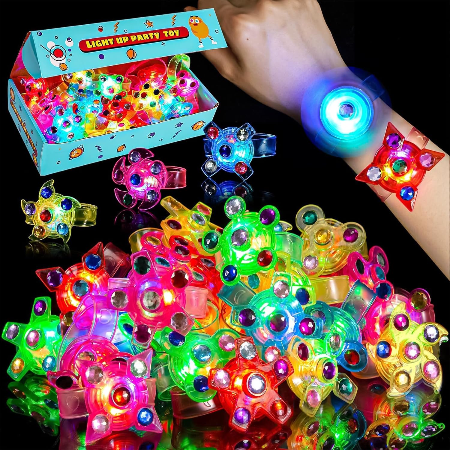 Light-Up Fidget Spinner Bracelets - Ultimate Kid's Party Fun!
