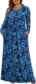 Plus Size Maxi Dress for Women Long Sleeve with Pockets - 1X-5X