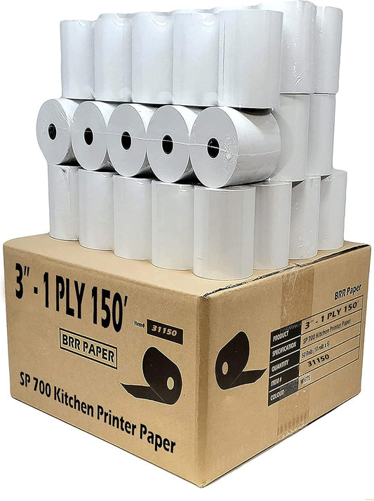 CASH REGISTER PAPER FOR STAR SP700 3in x 150ft BOND ROLLS