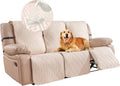 Beige 100% Waterproof Recliner Sofa Cover for 3-Cushion Couch - Pet