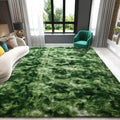 Tie-Dyed Green Area Rug 5x8 ft Plush Shaggy Rug - Soft, Colorful