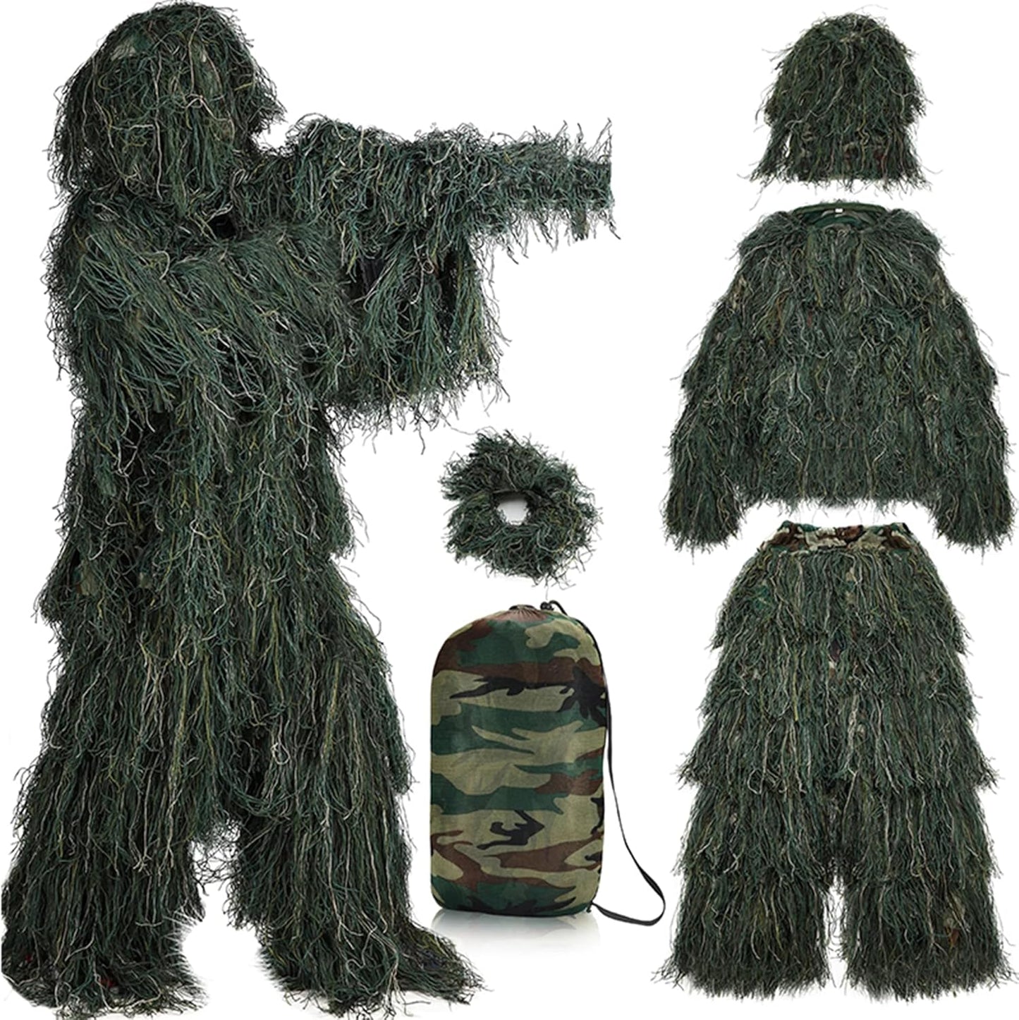 5 in 1 Ghillie Suit for Kids and Adults - Camouflage Hunting Apparel