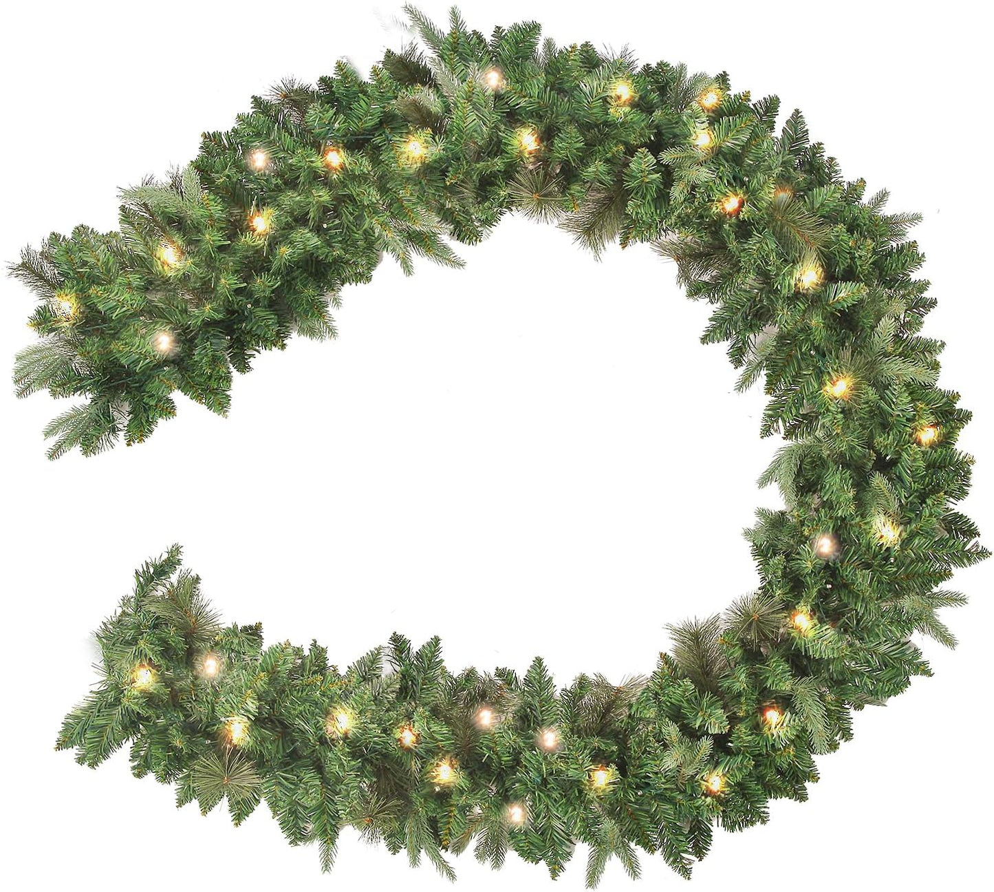 9 FT Lighted Christmas Garland with 50 Warm Lights for Decor